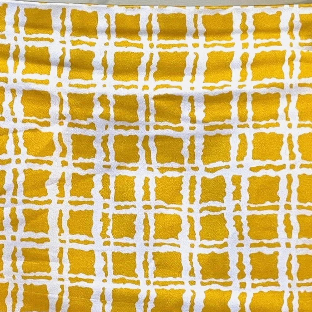 Talbots Petites Yellow White Plaid Pencil Skirt Size 12P Cotton Lined